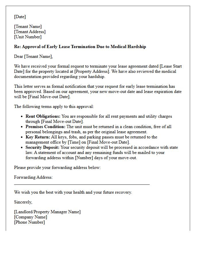 Medical Hardship Early Lease Termination Approval Letter