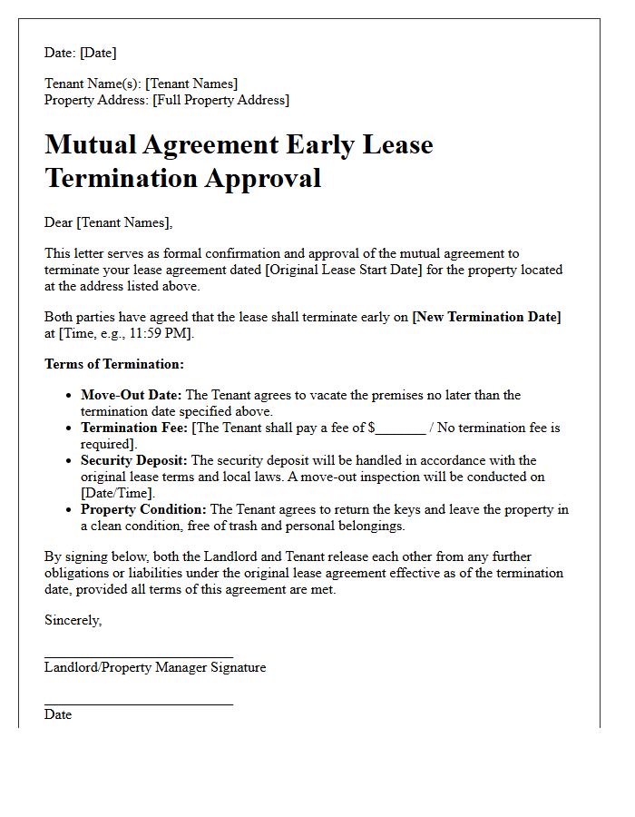 Mutual Agreement Early Lease Termination Approval Letter