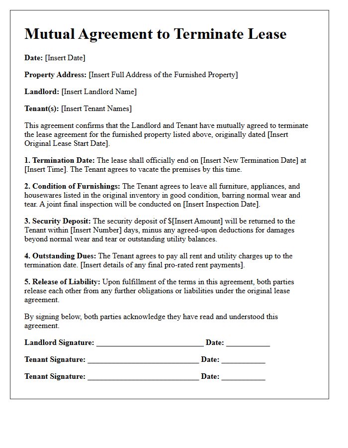 Furnished Property Mutual Agreement to Terminate Lease Letter