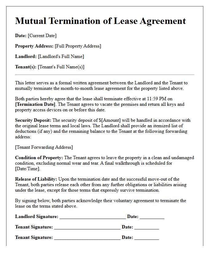Month-to-Month Lease Mutual Termination Letter