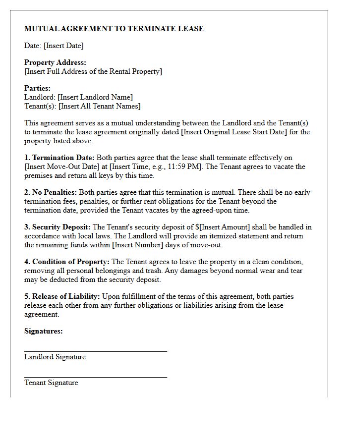No-Penalty Mutual Agreement to Terminate Lease Letter