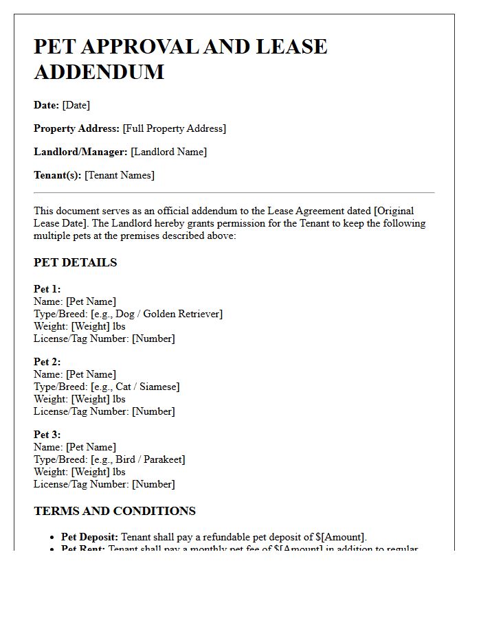 Multiple Pets Approval And Addendum Letter