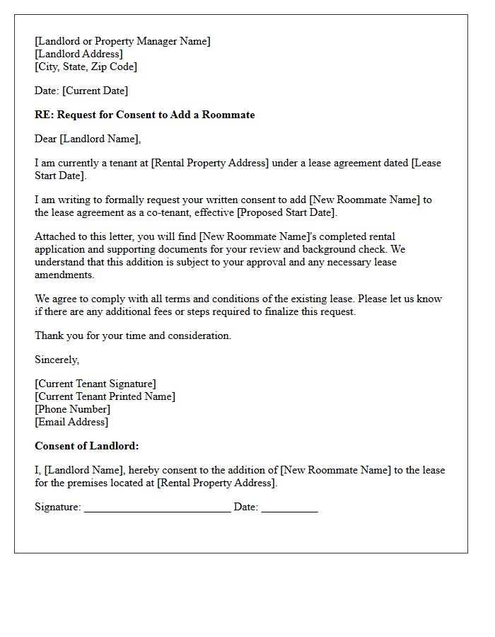 Roommate Addition Consent Letter