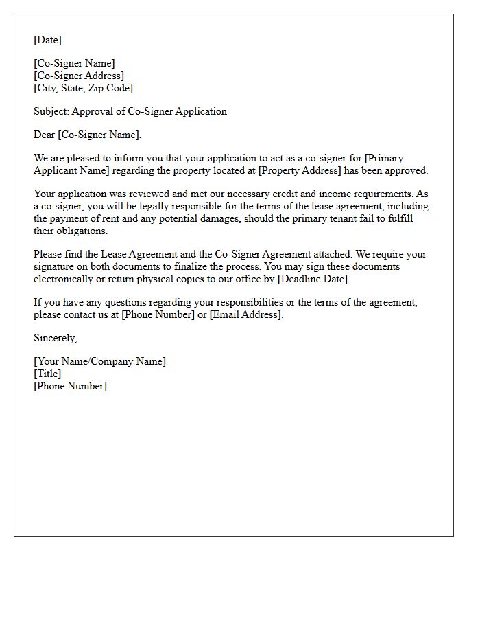 Co-Signer Application Approval Letter