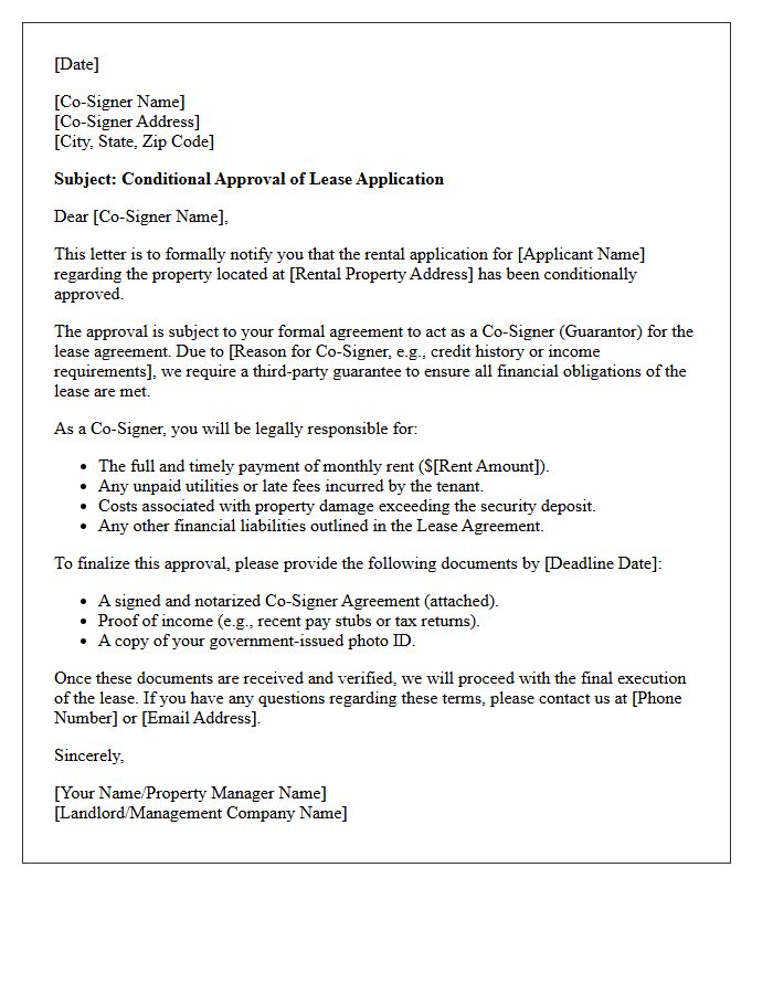 Conditional Lease Approval Co-Signer Letter