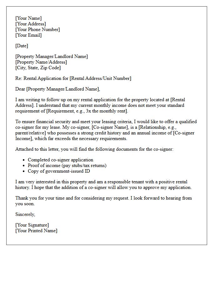 Insufficient Income Co-Signer Request Letter