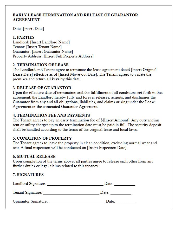 Early Lease Termination Release Of Guarantor Agreement Letter