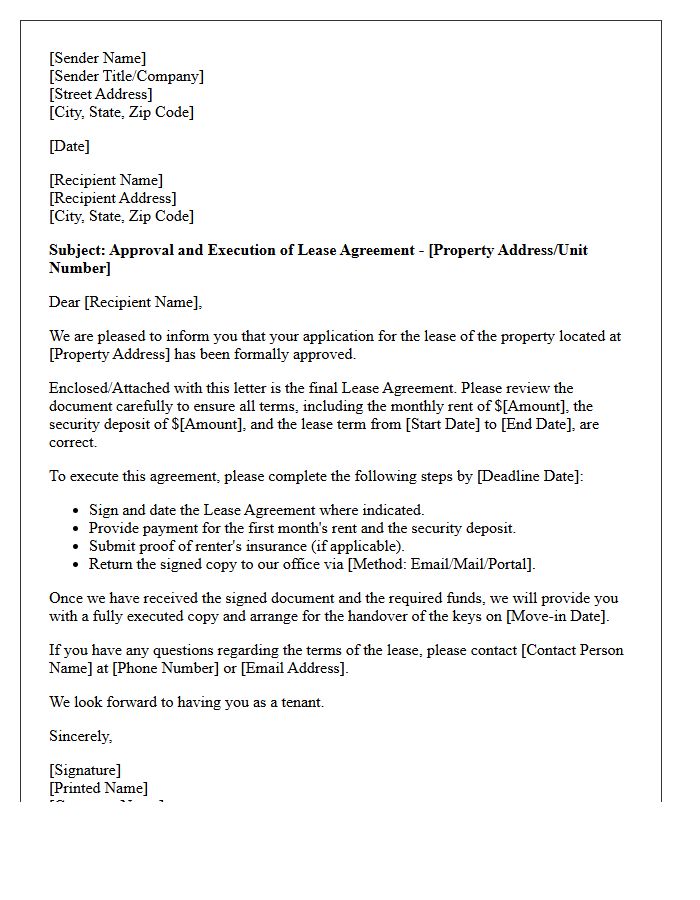 Lease Agreement Approval And Execution Letter