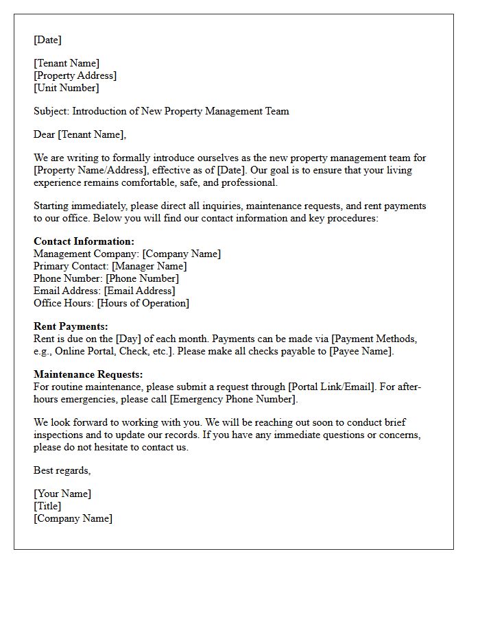 Property Management Team Introduction Letter