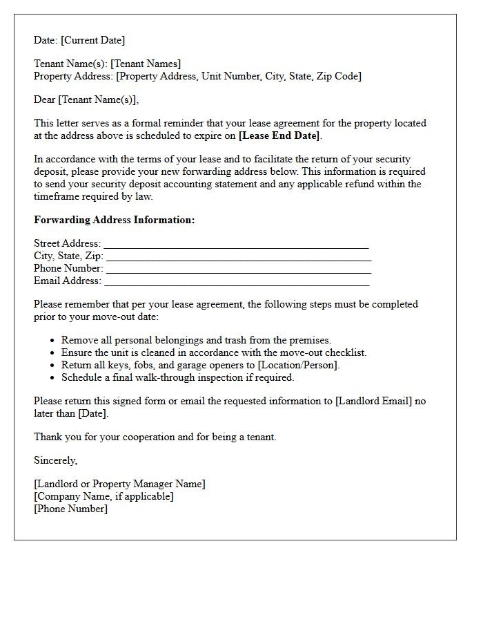 Forwarding Address Request And Lease Expiration Letter