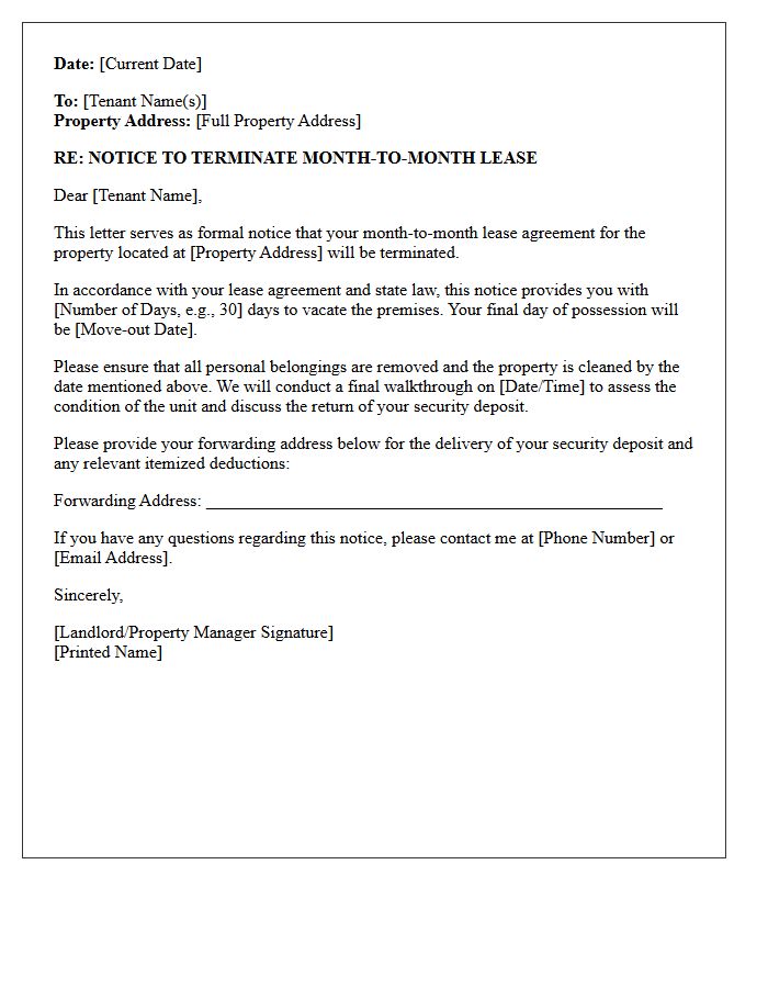Month-To-Month Lease Expiration Notice Letter