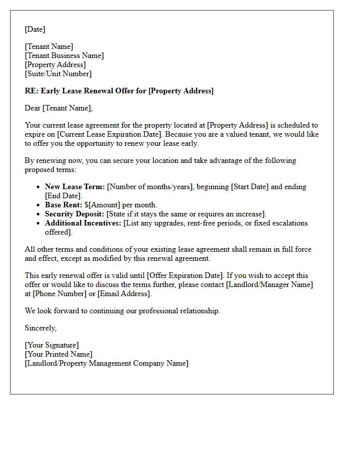 Commercial Property Early Lease Renewal Offer Letter