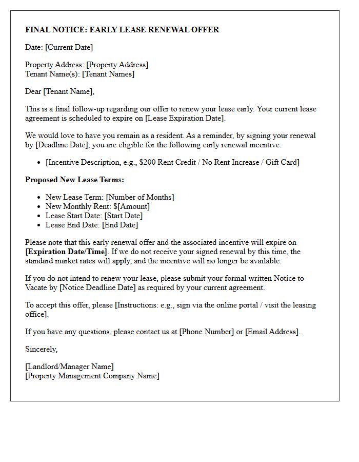 Final Notice Early Lease Renewal Offer Letter