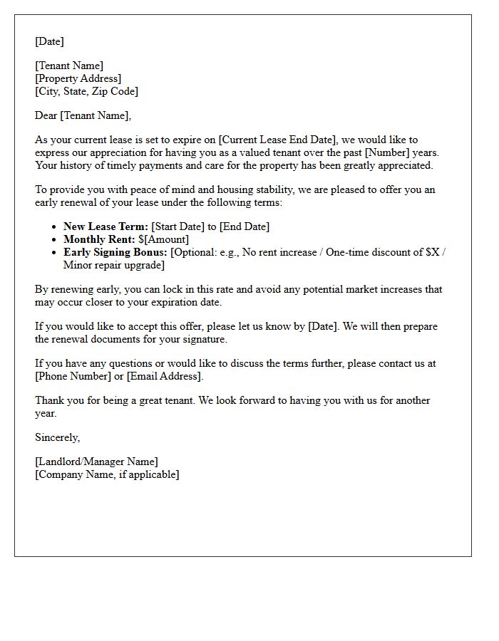 Long Term Tenant Early Lease Renewal Offer Letter