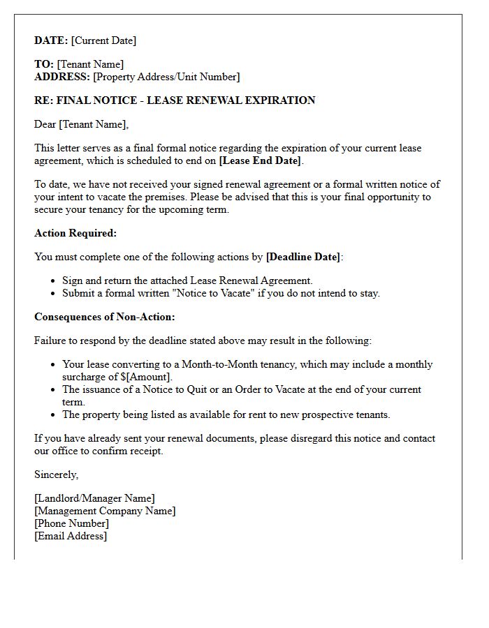 Final Warning Lease Renewal Document Letter