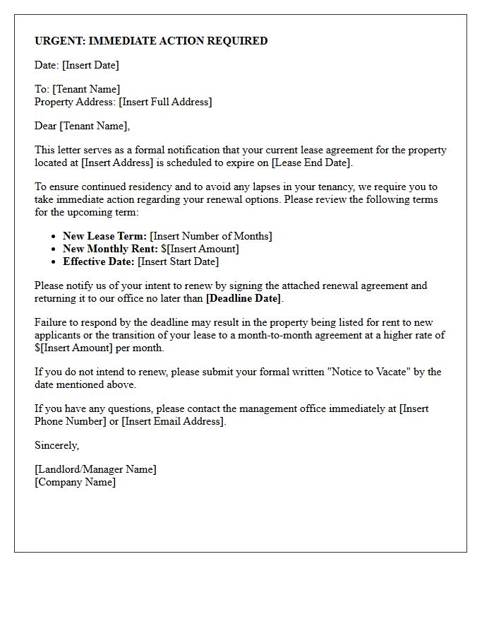 Immediate Action Required for Lease Renewal Letter