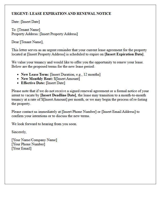 Urgent Property Lease Expiration and Renewal Letter