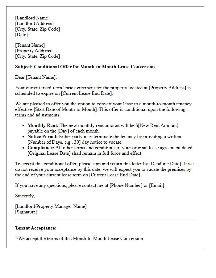 Conditional Month-To-Month Lease Conversion Offer Letter