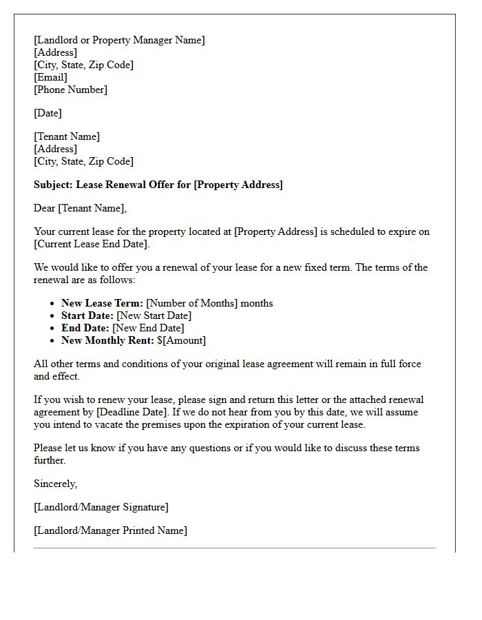 Residential Fixed-Term Lease Renewal Letter