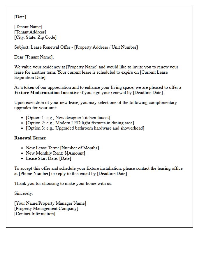 Fixture Modernization Incentive Lease Renewal Letter