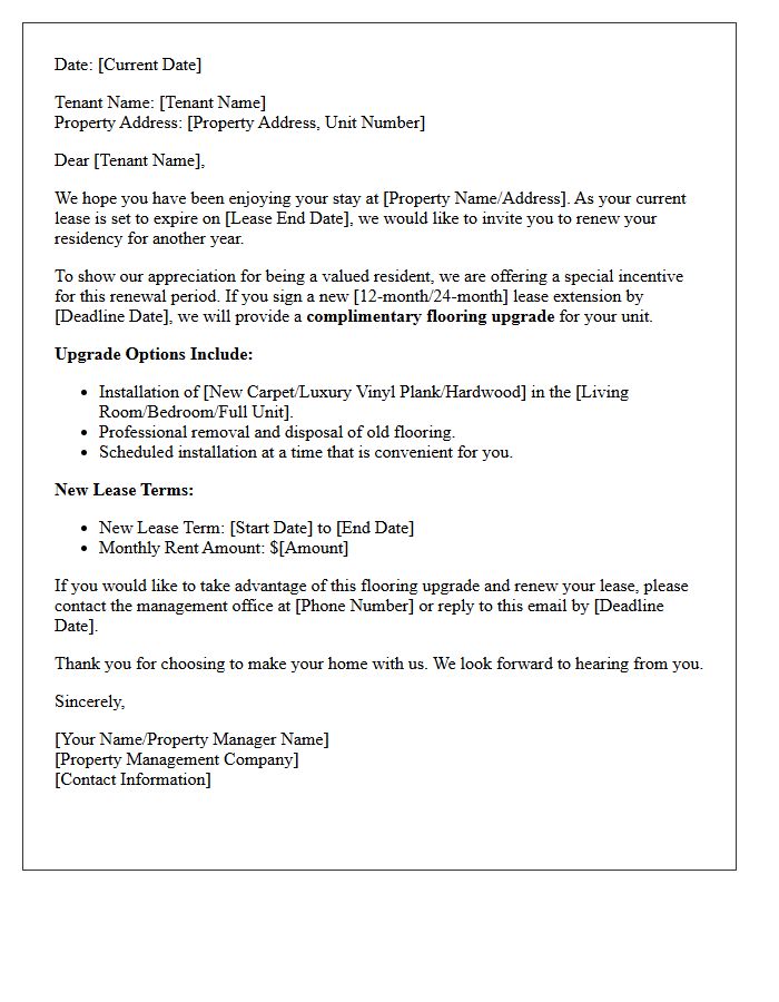Flooring Upgrade Incentive Lease Renewal Letter