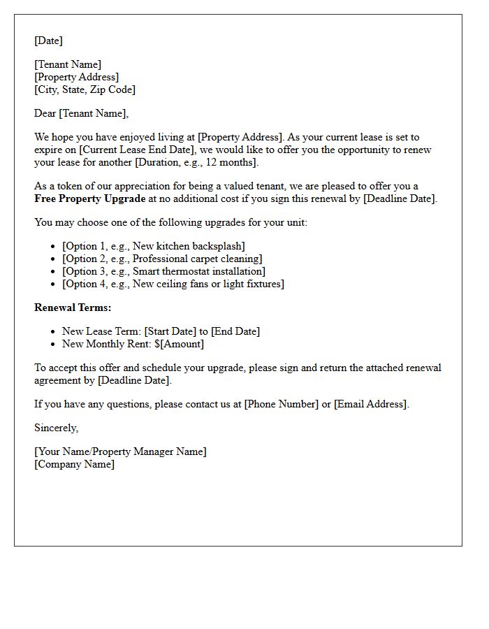 Free Property Upgrade Lease Renewal Extension Letter