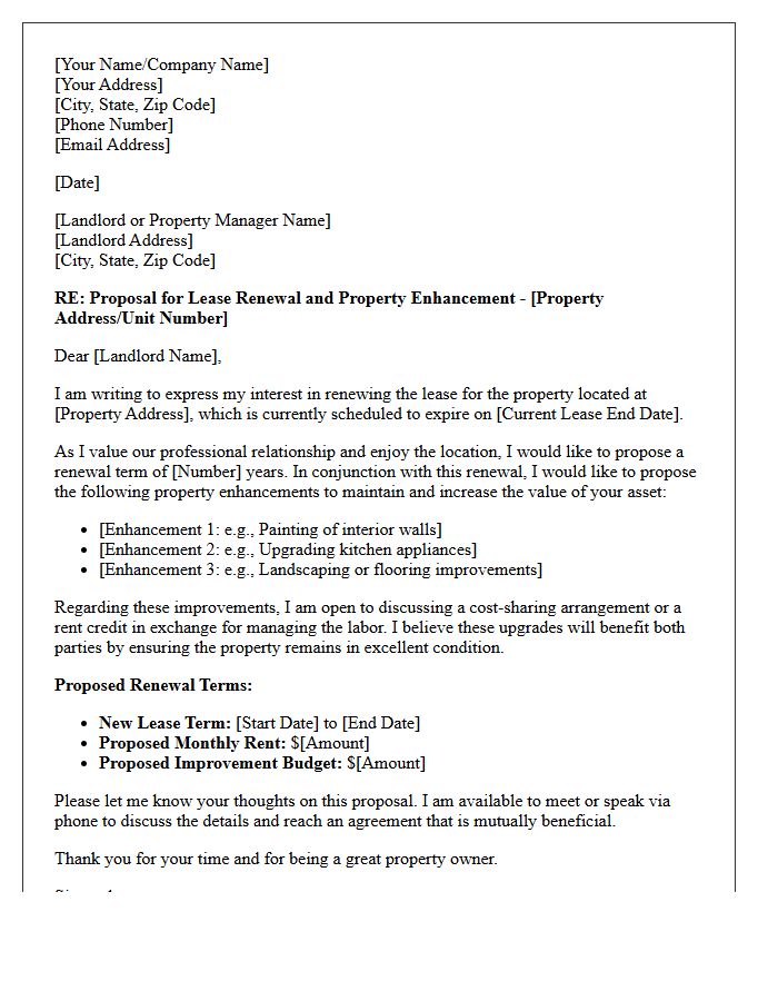 Property Enhancement And Lease Renewal Proposal Letter