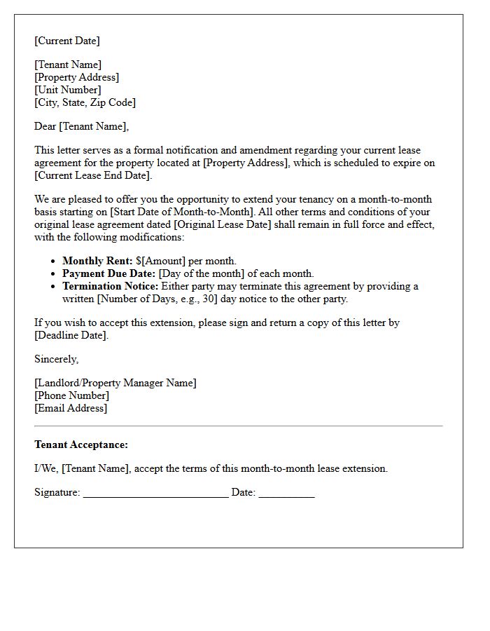 Month-to-Month Extension Lease Renewal Letter