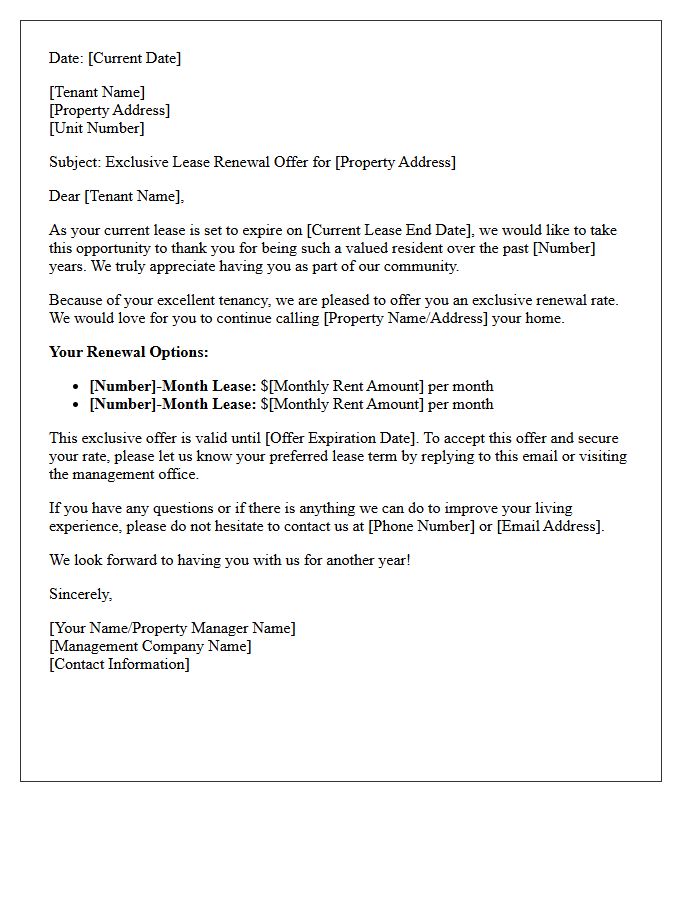 Exclusive Lease Renewal Offer Letter for Valued Long-Term Tenants
