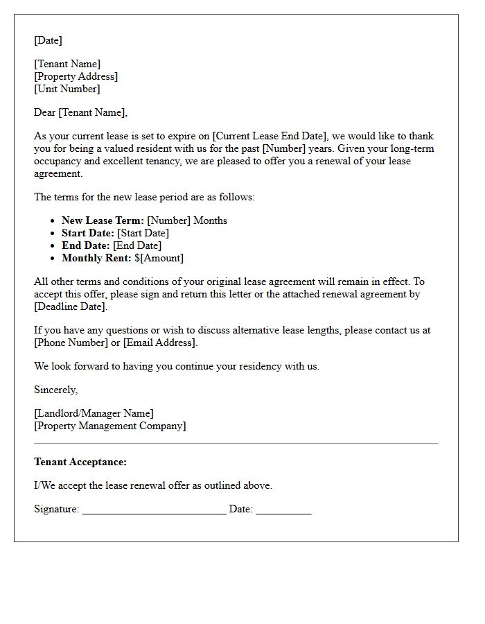 Long-Term Occupancy Lease Renewal Offer Letter