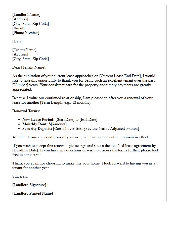 Long-Term Tenant Lease Renewal and Appreciation Letter