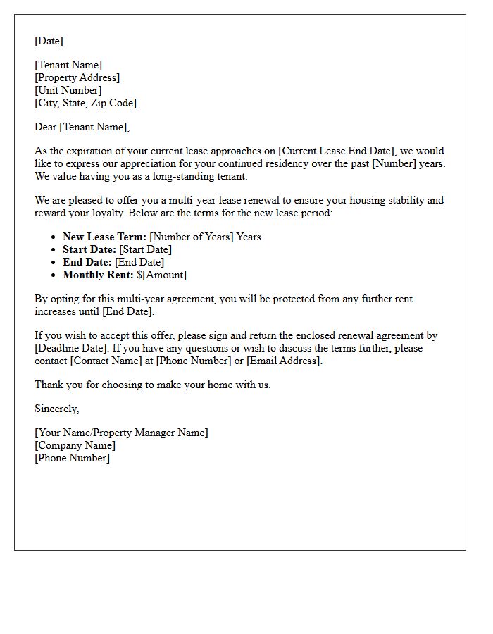 Multi-Year Lease Renewal Letter for Long-Standing Tenants