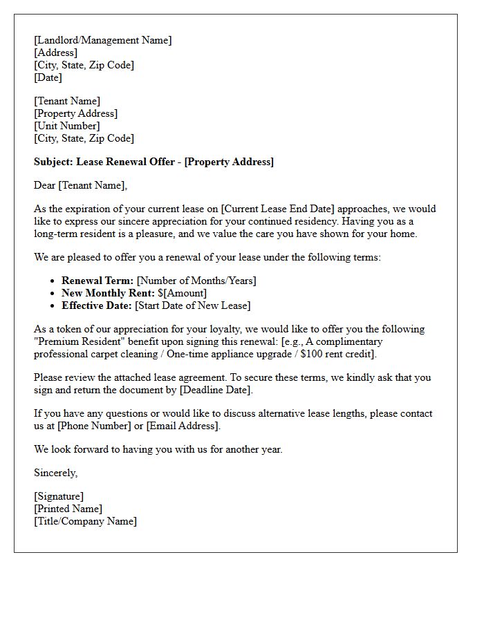 Premium Tenancy Lease Renewal Letter for Long-Term Residents