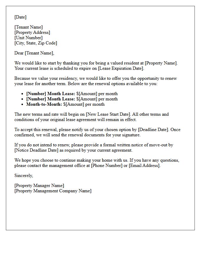 Property Management Lease Renewal Letter for Valued Renters