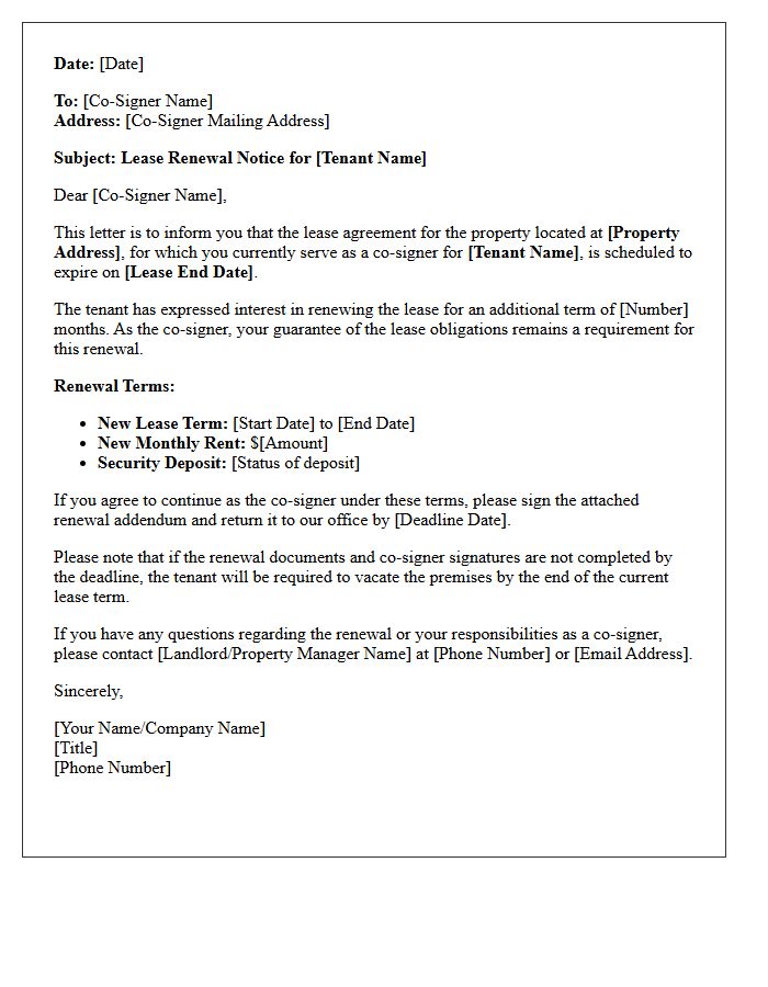 Standard Co-Signer Lease Renewal Reminder Letter