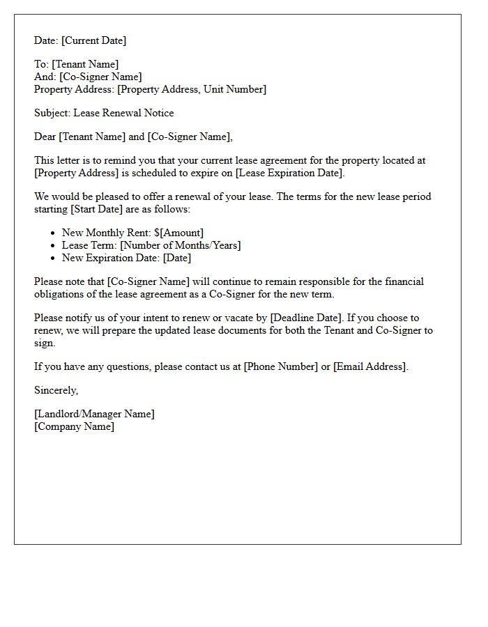 Tenant And Co-Signer Lease Renewal Reminder Letter