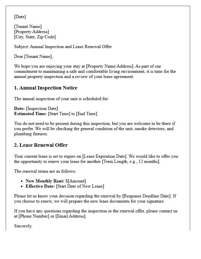 Annual Inspection and Renewal Offer Letter