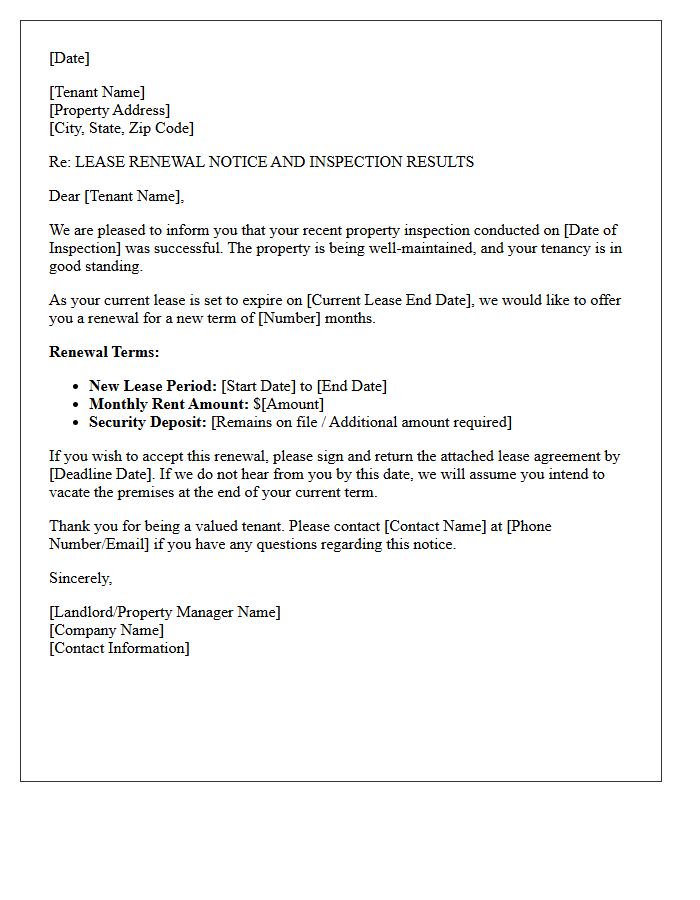 Approved Inspection Lease Renewal Notice Letter