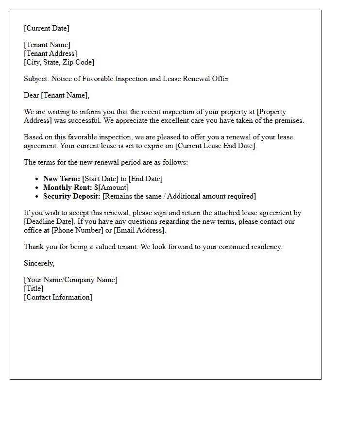 Favorable Inspection and Term Renewal Letter