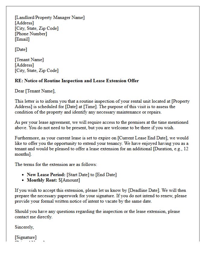Routine Inspection and Lease Extension Letter