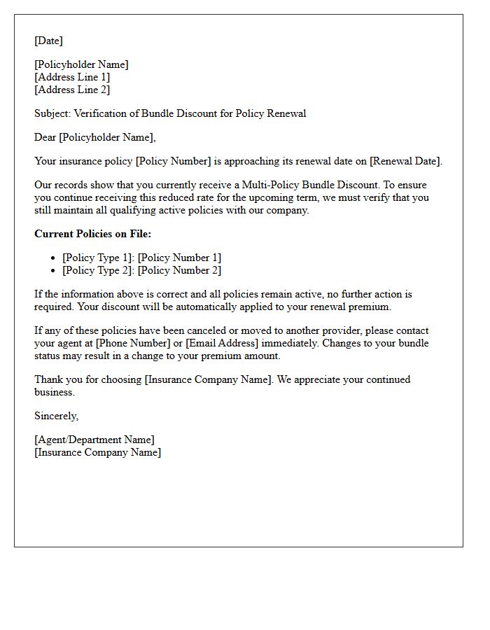 Insurance Bundle Discount Verification Renewal Letter