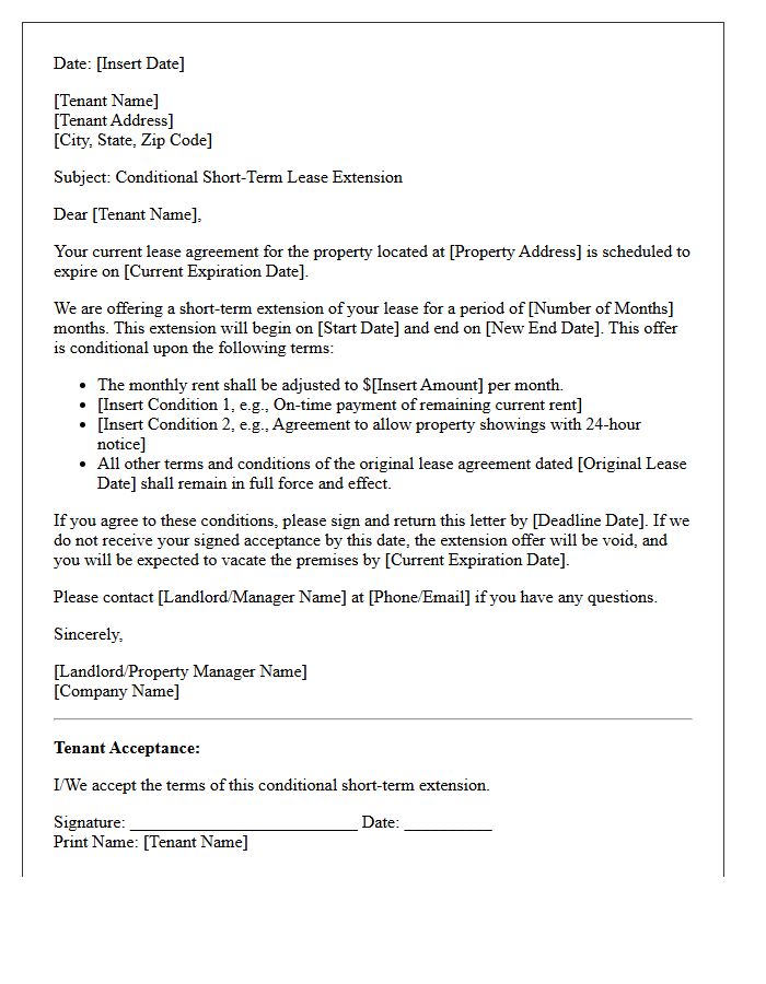 Conditional Short-Term Extension Lease Renewal Letter