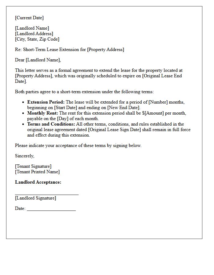 Landlord-Approved Short-Term Extension Lease Renewal Letter