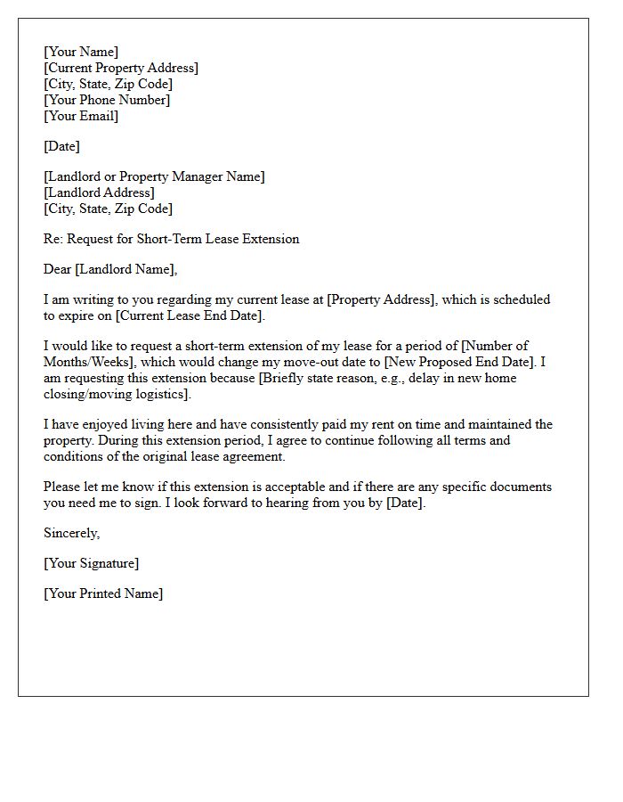 Tenant-Initiated Short-Term Extension Lease Renewal Letter