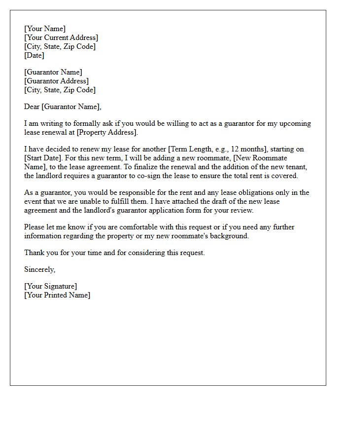 Roommate Addition Lease Renewal Guarantor Request Letter