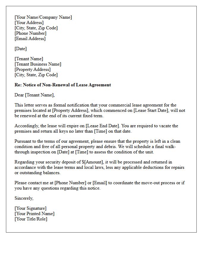 Commercial Fixed-Term Lease Non-Renewal Letter