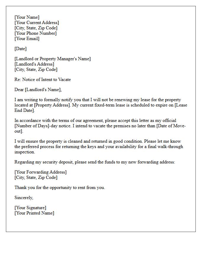 Formal Letter Declining Fixed-Term Lease Renewal