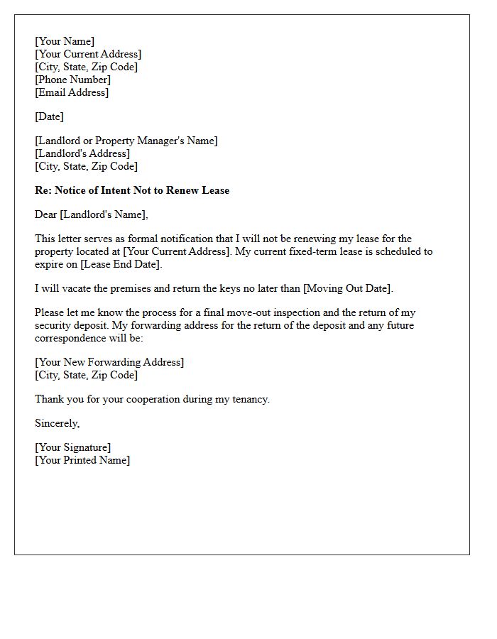 Letter of Intent Not to Renew Fixed-Term Lease