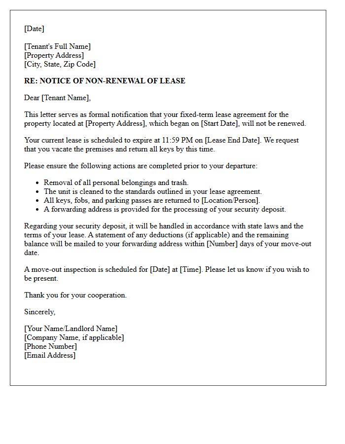 Official Letter of Non-Renewal for Fixed-Term Tenancy
