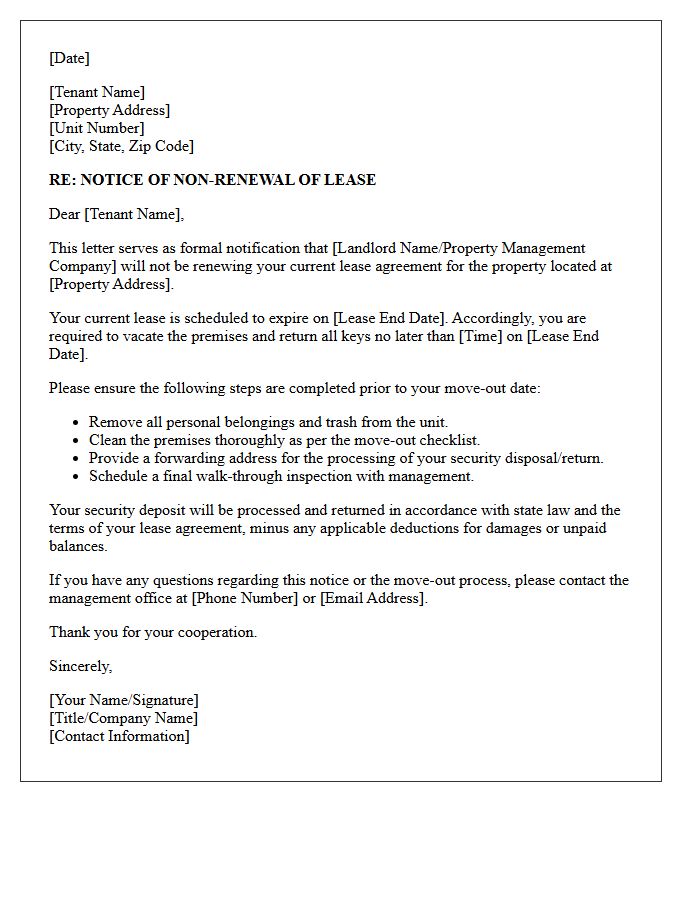 Property Management Letter for Lease Non-Renewal